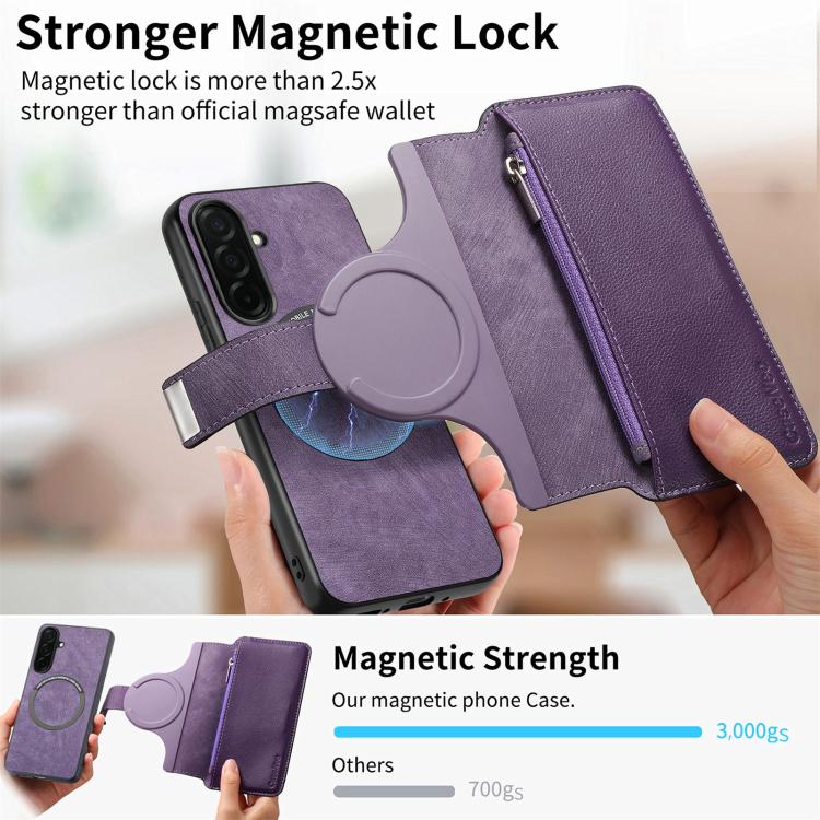 For Galaxy S26 5G CaseNeo MagSafe RFID Anti-theft Zipper Wallet Retro Leather Phone Case