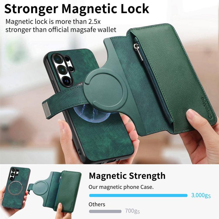 For Galaxy S26 Ultra 5G CaseNeo MagSafe RFID Anti-theft Zipper Wallet Retro Leather Phone Case