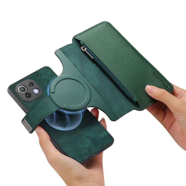 For Xiaomi Mi 11 Lite CaseNeo MagSafe RFID Anti-theft Zipper Wallet Retro Leather Phone Case