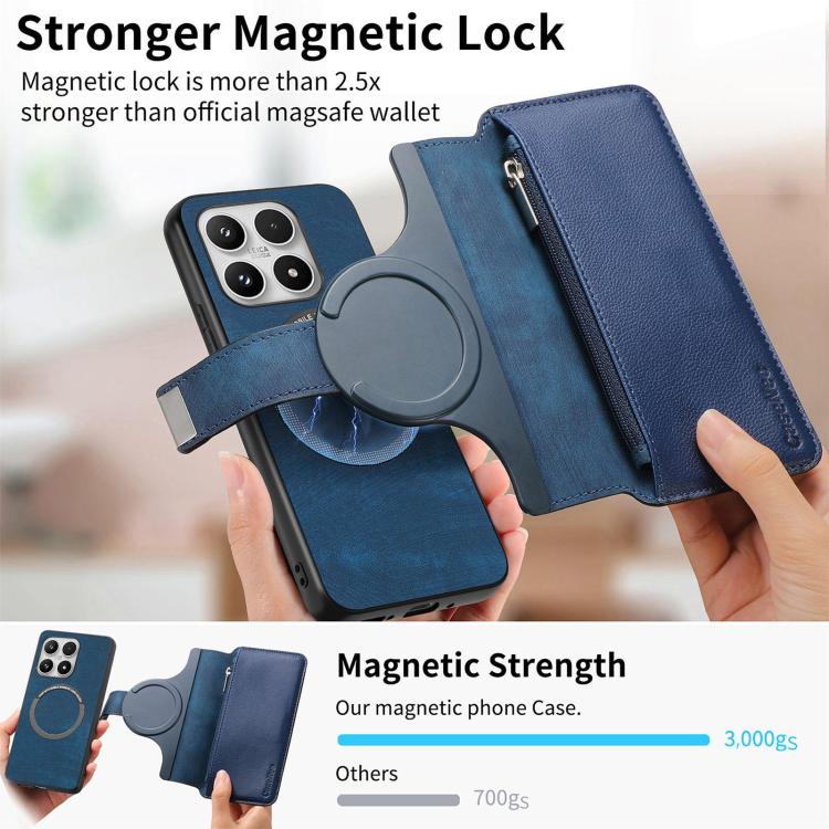 For Xiaomi 17 CaseNeo MagSafe RFID Anti-theft Zipper Wallet Retro Leather Phone Case