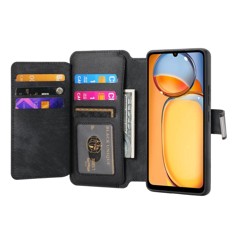 For Redmi 13C 4G / Poco M6 CaseNeo MagSafe RFID Anti-theft Zipper Wallet Retro Leather Phone Case