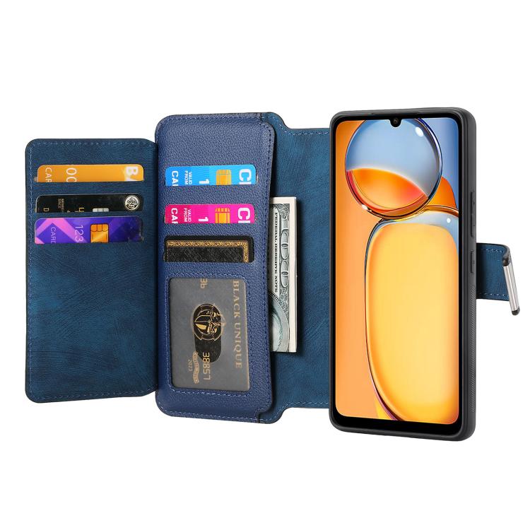 For Redmi 13C 4G / Poco M6 CaseNeo MagSafe RFID Anti-theft Zipper Wallet Retro Leather Phone Case