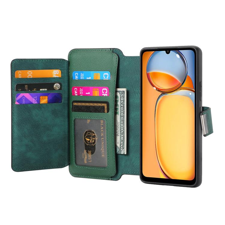 For Redmi 13C 4G / Poco M6 CaseNeo MagSafe RFID Anti-theft Zipper Wallet Retro Leather Phone Case