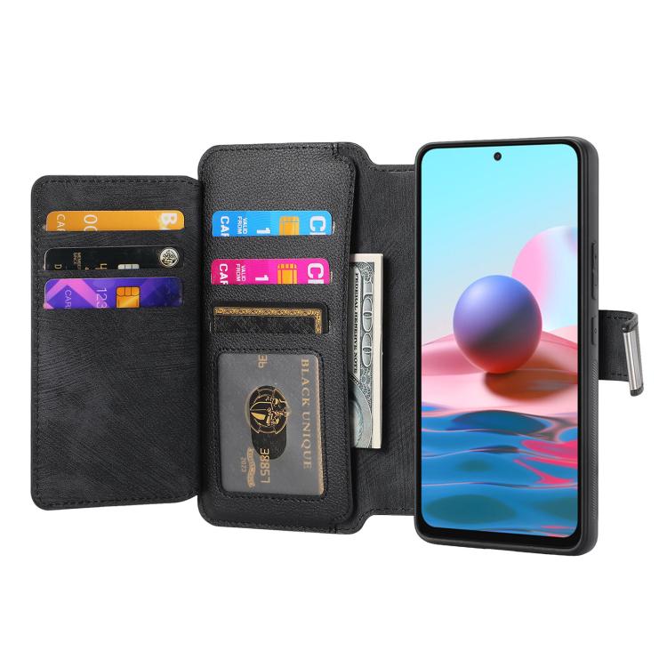 For Redmi Note 10 4G / 10S CaseNeo MagSafe RFID Anti-theft Zipper Wallet Retro Leather Phone Case