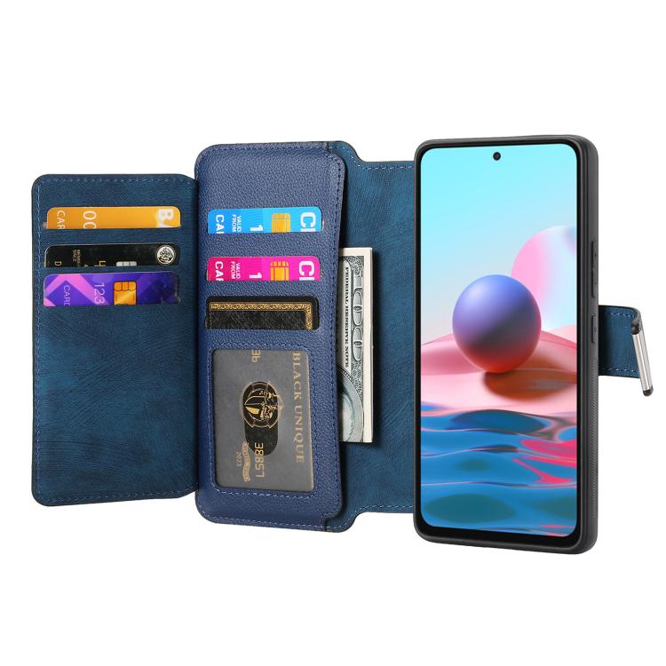For Redmi Note 10 4G / 10S CaseNeo MagSafe RFID Anti-theft Zipper Wallet Retro Leather Phone Case