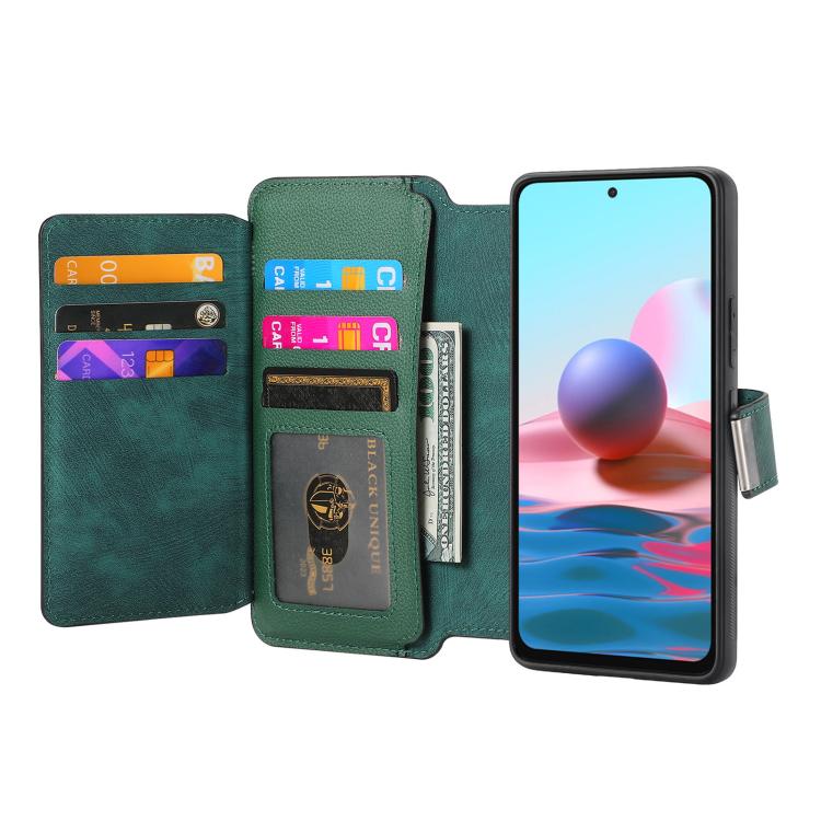 For Redmi Note 10 4G / 10S CaseNeo MagSafe RFID Anti-theft Zipper Wallet Retro Leather Phone Case