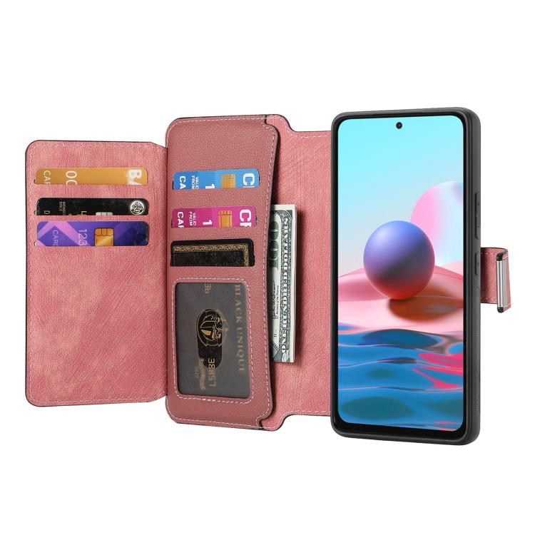 For Redmi Note 10 4G / 10S CaseNeo MagSafe RFID Anti-theft Zipper Wallet Retro Leather Phone Case