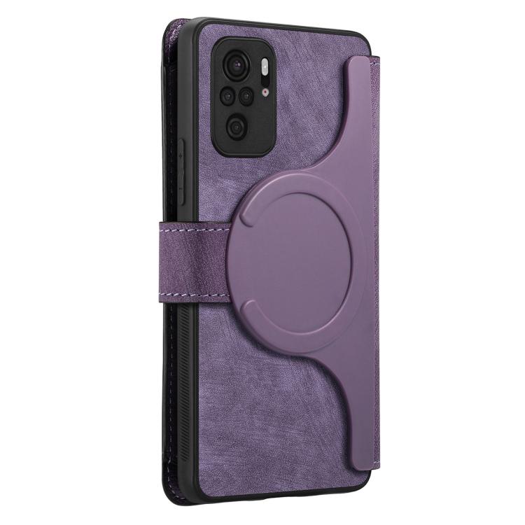 For Redmi Note 10 4G / 10S CaseNeo MagSafe RFID Anti-theft Zipper Wallet Retro Leather Phone Case