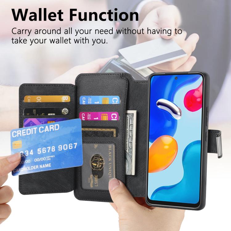 For Redmi Note 11 4G Global CaseNeo MagSafe RFID Anti-theft Zipper Wallet Retro Leather Phone Case