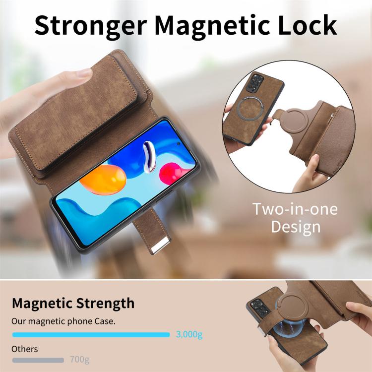 For Redmi Note 11 4G Global CaseNeo MagSafe RFID Anti-theft Zipper Wallet Retro Leather Phone Case