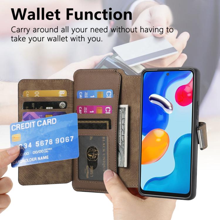 For Redmi Note 11 4G Global CaseNeo MagSafe RFID Anti-theft Zipper Wallet Retro Leather Phone Case
