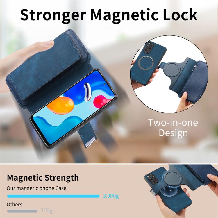 For Redmi Note 11 4G Global CaseNeo MagSafe RFID Anti-theft Zipper Wallet Retro Leather Phone Case