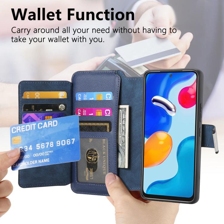 For Redmi Note 11 4G Global CaseNeo MagSafe RFID Anti-theft Zipper Wallet Retro Leather Phone Case