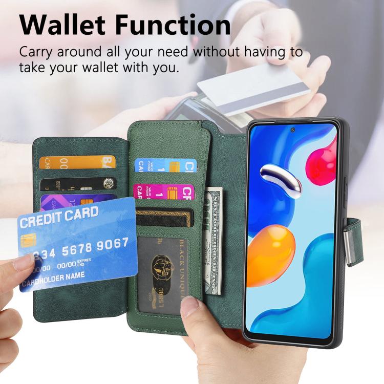 For Redmi Note 11 4G Global CaseNeo MagSafe RFID Anti-theft Zipper Wallet Retro Leather Phone Case