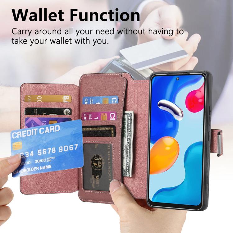 For Redmi Note 11 4G Global CaseNeo MagSafe RFID Anti-theft Zipper Wallet Retro Leather Phone Case
