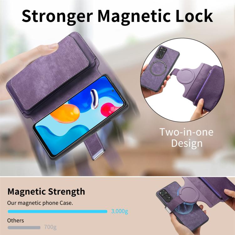 For Redmi Note 11 4G Global CaseNeo MagSafe RFID Anti-theft Zipper Wallet Retro Leather Phone Case