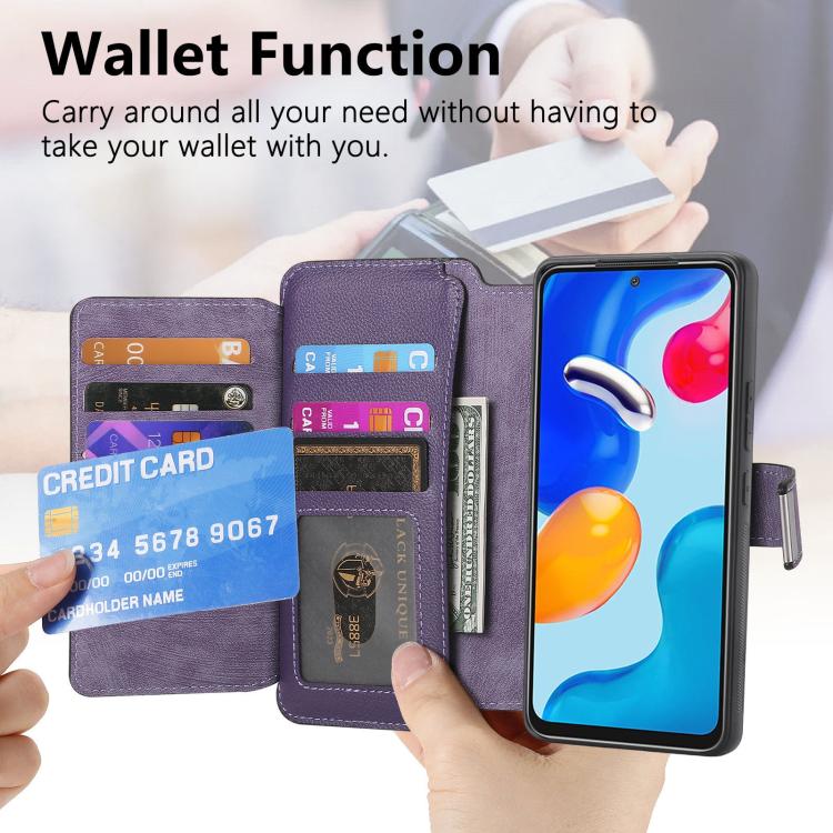 For Redmi Note 11 4G Global CaseNeo MagSafe RFID Anti-theft Zipper Wallet Retro Leather Phone Case