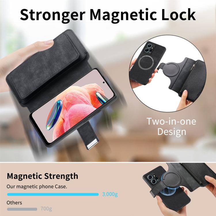For Redmi Note 12 4G Global CaseNeo MagSafe RFID Anti-theft Zipper Wallet Retro Leather Phone Case