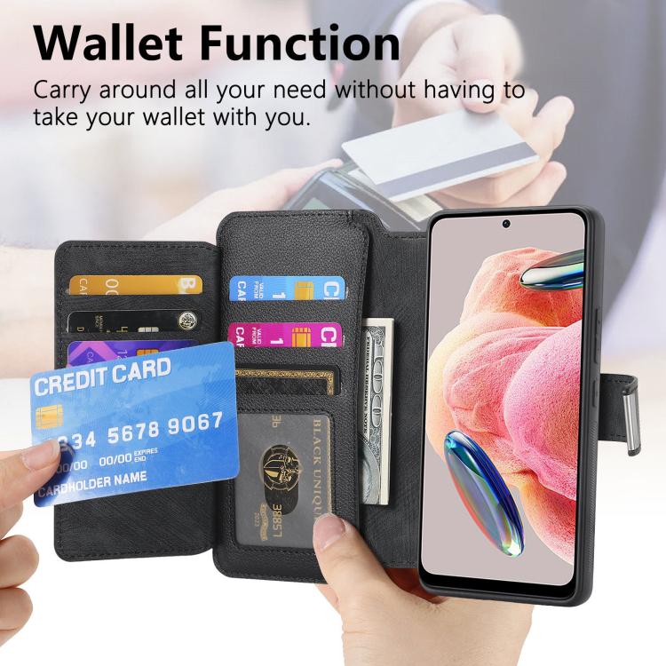 For Redmi Note 12 4G Global CaseNeo MagSafe RFID Anti-theft Zipper Wallet Retro Leather Phone Case