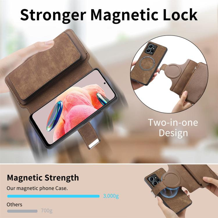 For Redmi Note 12 4G Global CaseNeo MagSafe RFID Anti-theft Zipper Wallet Retro Leather Phone Case