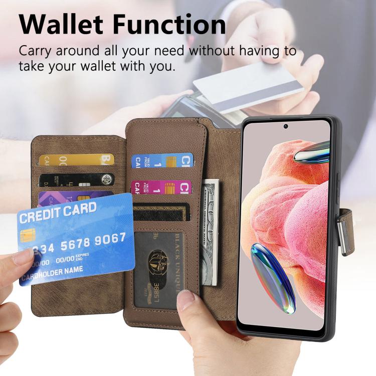 For Redmi Note 12 4G Global CaseNeo MagSafe RFID Anti-theft Zipper Wallet Retro Leather Phone Case