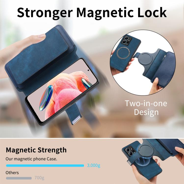 For Redmi Note 12 4G Global CaseNeo MagSafe RFID Anti-theft Zipper Wallet Retro Leather Phone Case