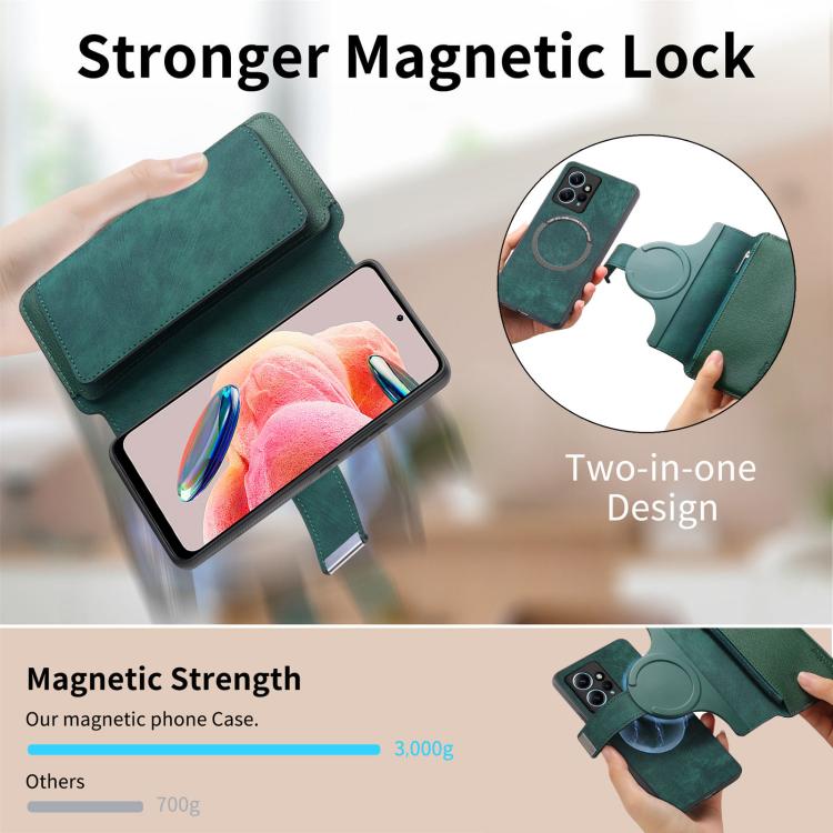 For Redmi Note 12 4G Global CaseNeo MagSafe RFID Anti-theft Zipper Wallet Retro Leather Phone Case