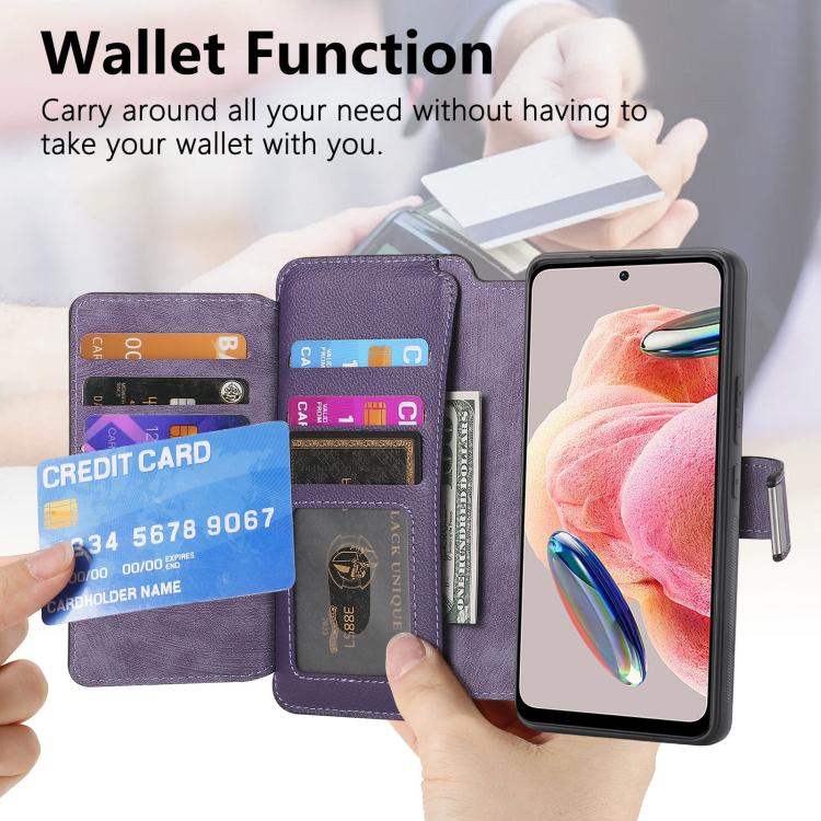 For Redmi Note 12 4G Global CaseNeo MagSafe RFID Anti-theft Zipper Wallet Retro Leather Phone Case