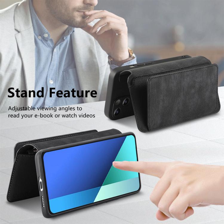 For Redmi Note 13 4G CaseNeo MagSafe RFID Anti-theft Zipper Wallet Retro Leather Phone Case