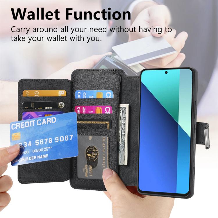 For Redmi Note 13 4G CaseNeo MagSafe RFID Anti-theft Zipper Wallet Retro Leather Phone Case