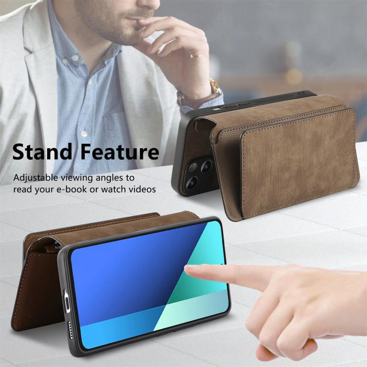For Redmi Note 13 4G CaseNeo MagSafe RFID Anti-theft Zipper Wallet Retro Leather Phone Case