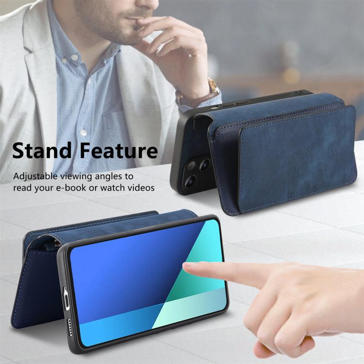 For Redmi Note 13 4G CaseNeo MagSafe RFID Anti-theft Zipper Wallet Retro Leather Phone Case