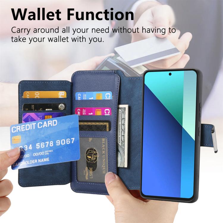 For Redmi Note 13 4G CaseNeo MagSafe RFID Anti-theft Zipper Wallet Retro Leather Phone Case