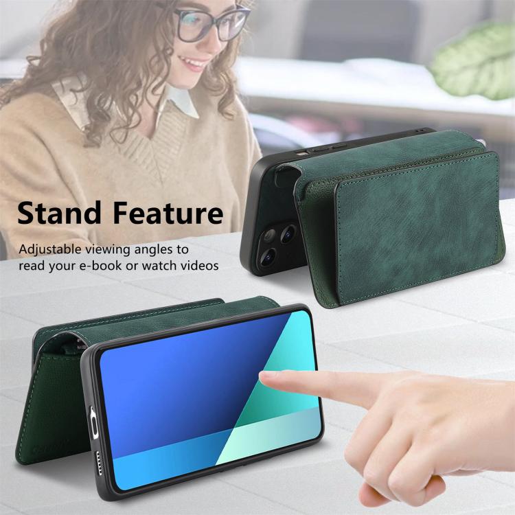 For Redmi Note 13 4G CaseNeo MagSafe RFID Anti-theft Zipper Wallet Retro Leather Phone Case