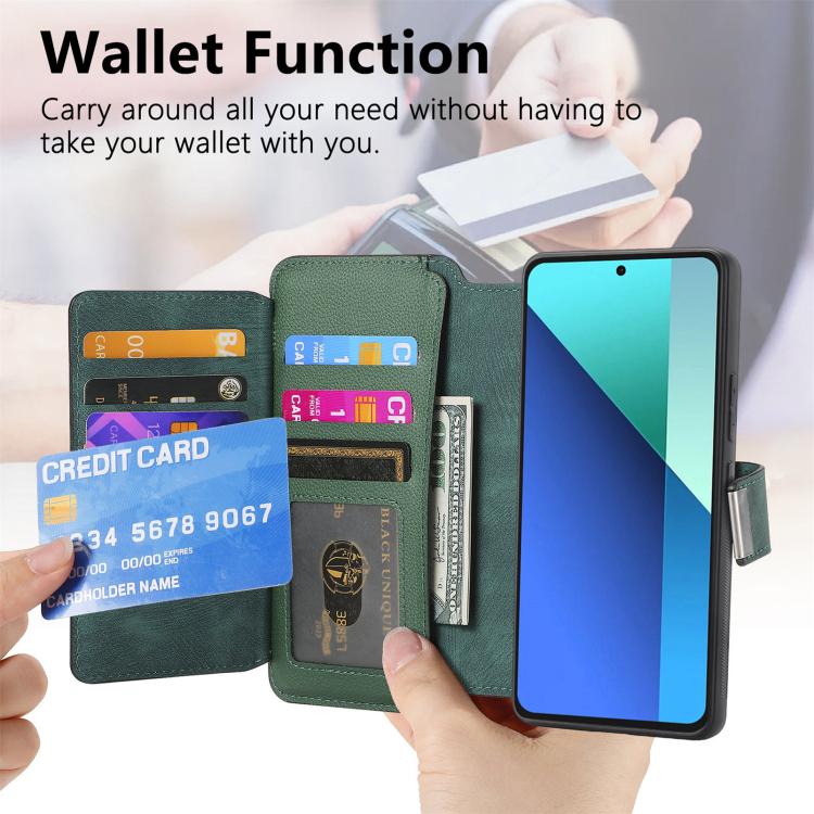 For Redmi Note 13 4G CaseNeo MagSafe RFID Anti-theft Zipper Wallet Retro Leather Phone Case
