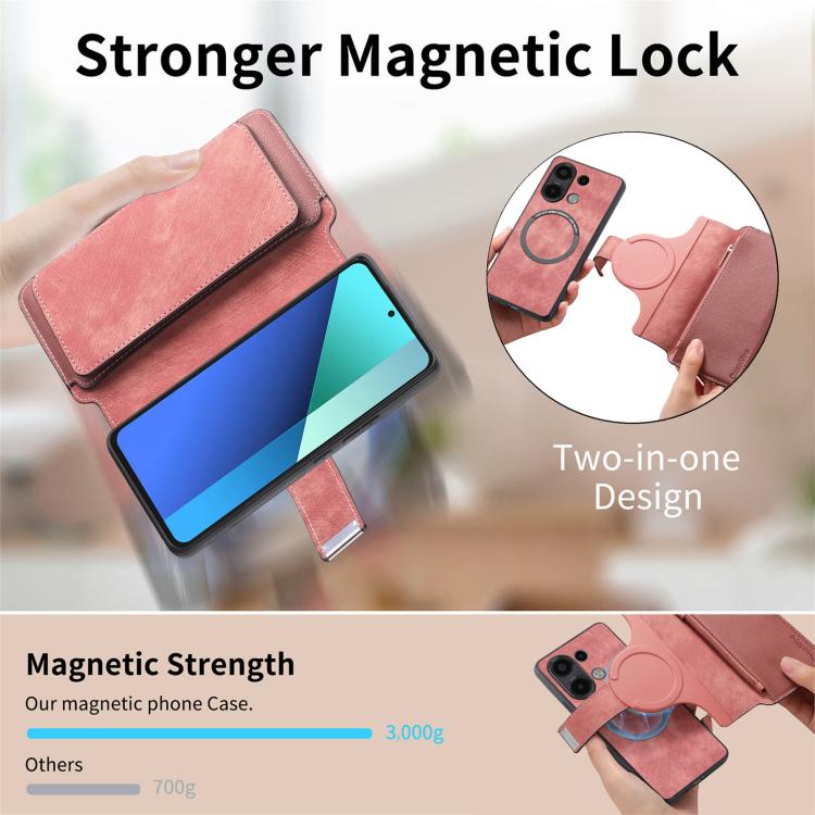 For Redmi Note 13 4G CaseNeo MagSafe RFID Anti-theft Zipper Wallet Retro Leather Phone Case