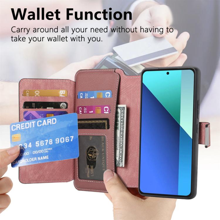For Redmi Note 13 4G CaseNeo MagSafe RFID Anti-theft Zipper Wallet Retro Leather Phone Case