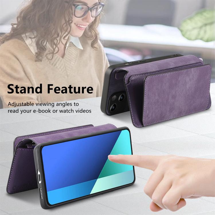 For Redmi Note 13 4G CaseNeo MagSafe RFID Anti-theft Zipper Wallet Retro Leather Phone Case