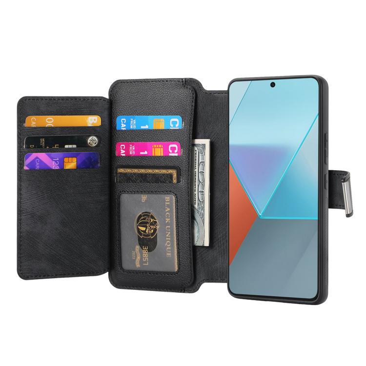 For Redmi Note 13 5G CaseNeo MagSafe RFID Anti-theft Zipper Wallet Retro Leather Phone Case