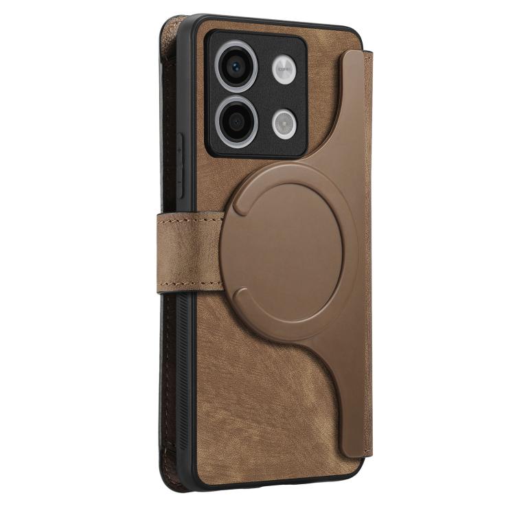 For Redmi Note 13 5G CaseNeo MagSafe RFID Anti-theft Zipper Wallet Retro Leather Phone Case