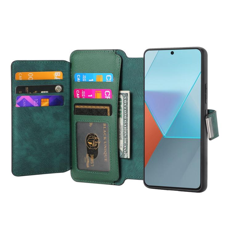 For Redmi Note 13 5G CaseNeo MagSafe RFID Anti-theft Zipper Wallet Retro Leather Phone Case