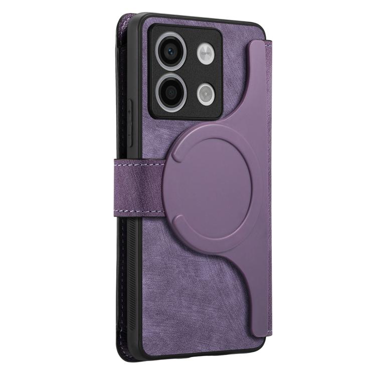 For Redmi Note 13 5G CaseNeo MagSafe RFID Anti-theft Zipper Wallet Retro Leather Phone Case