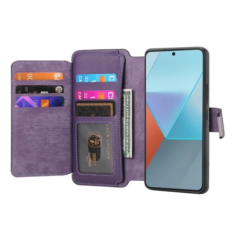 For Redmi Note 13 5G CaseNeo MagSafe RFID Anti-theft Zipper Wallet Retro Leather Phone Case