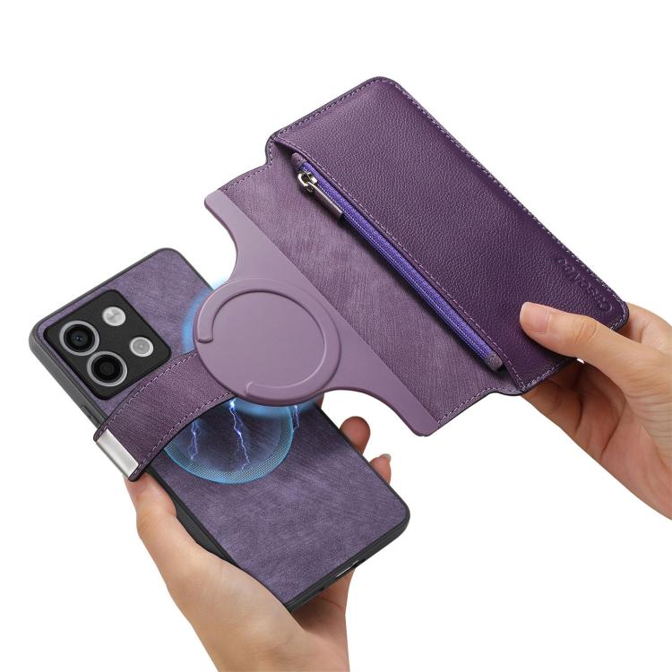 For Redmi Note 13 5G CaseNeo MagSafe RFID Anti-theft Zipper Wallet Retro Leather Phone Case