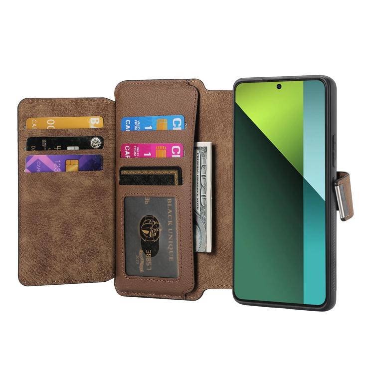 For Redmi Note 13 Pro 5G CaseNeo MagSafe RFID Anti-theft Zipper Wallet Retro Leather Phone Case