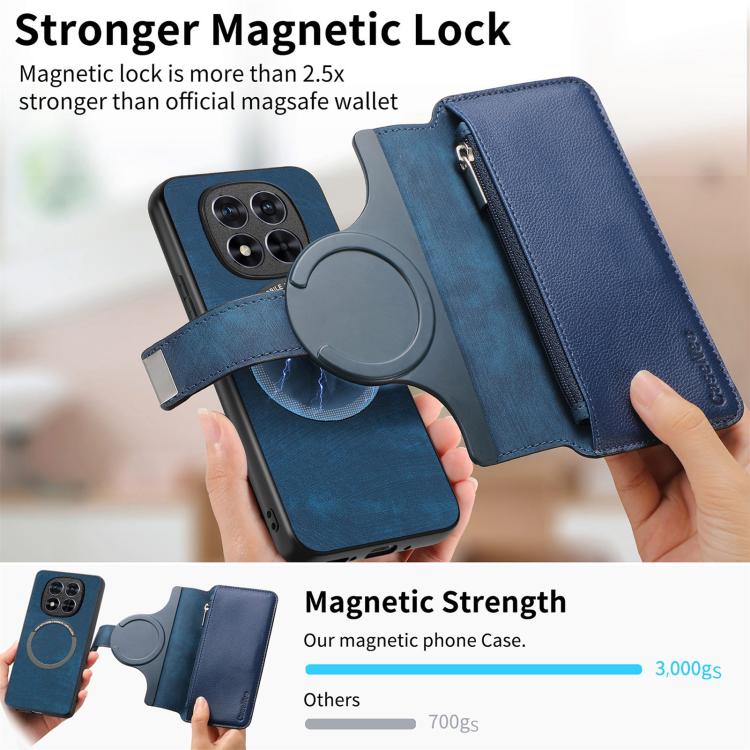 For Redmi Note 14 Pro 4G CaseNeo MagSafe RFID Anti-theft Zipper Wallet Retro Leather Phone Case