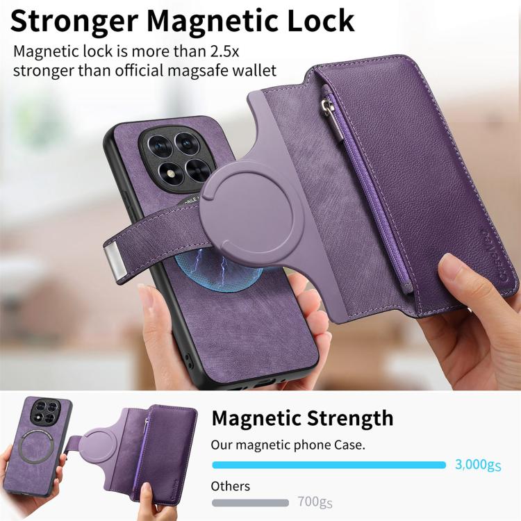 For Redmi Note 14 Pro 4G CaseNeo MagSafe RFID Anti-theft Zipper Wallet Retro Leather Phone Case