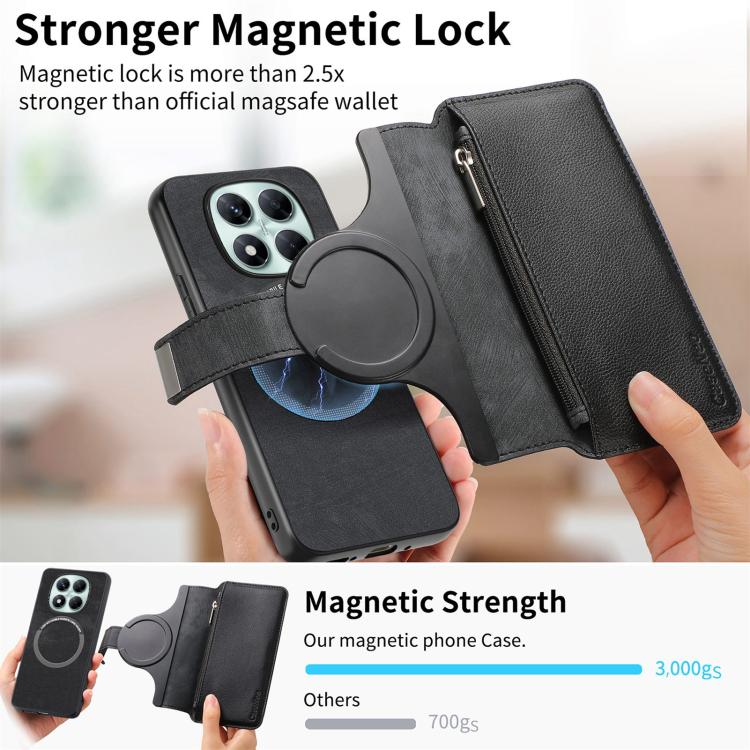 For Redmi Note 14 Pro 5G CaseNeo MagSafe RFID Anti-theft Zipper Wallet Retro Leather Phone Case