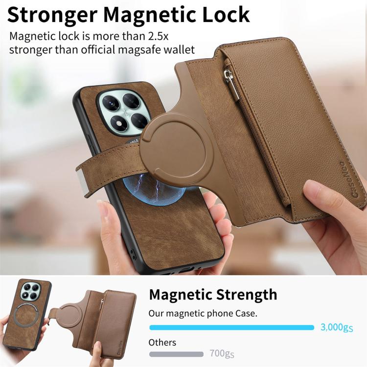 For Redmi Note 14 Pro 5G CaseNeo MagSafe RFID Anti-theft Zipper Wallet Retro Leather Phone Case