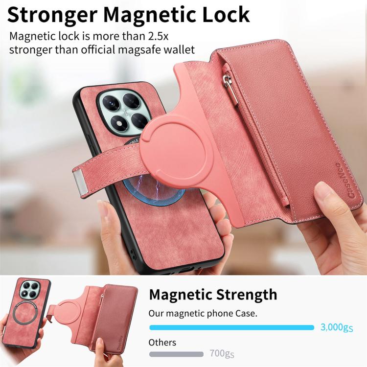 For Redmi Note 14 Pro 5G CaseNeo MagSafe RFID Anti-theft Zipper Wallet Retro Leather Phone Case